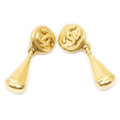 Chanel CC Clover Dangle Clip on Earrings Gold Plated