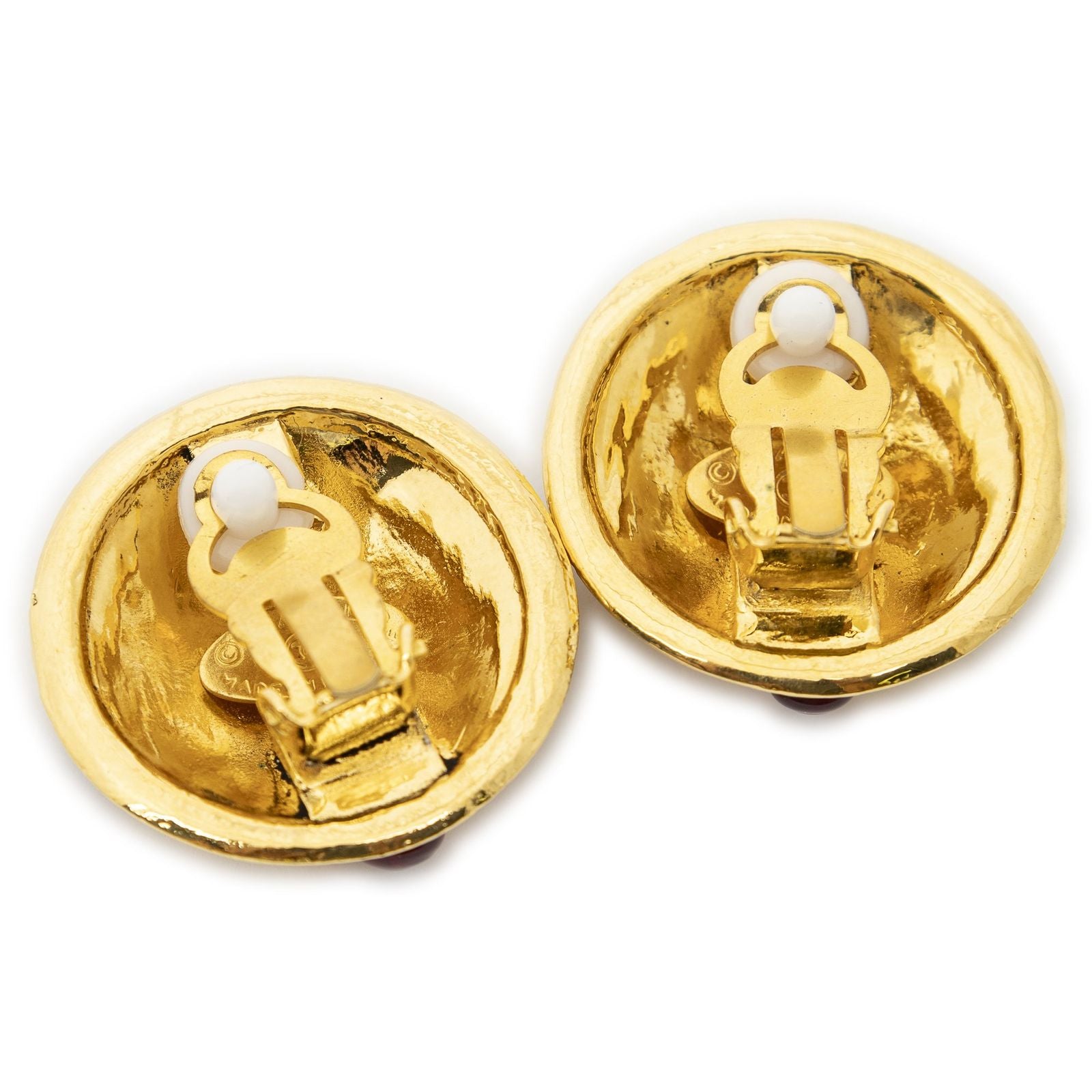 Chanel CC Logo Round Clip Type Earrings Gold Plated — view 2
