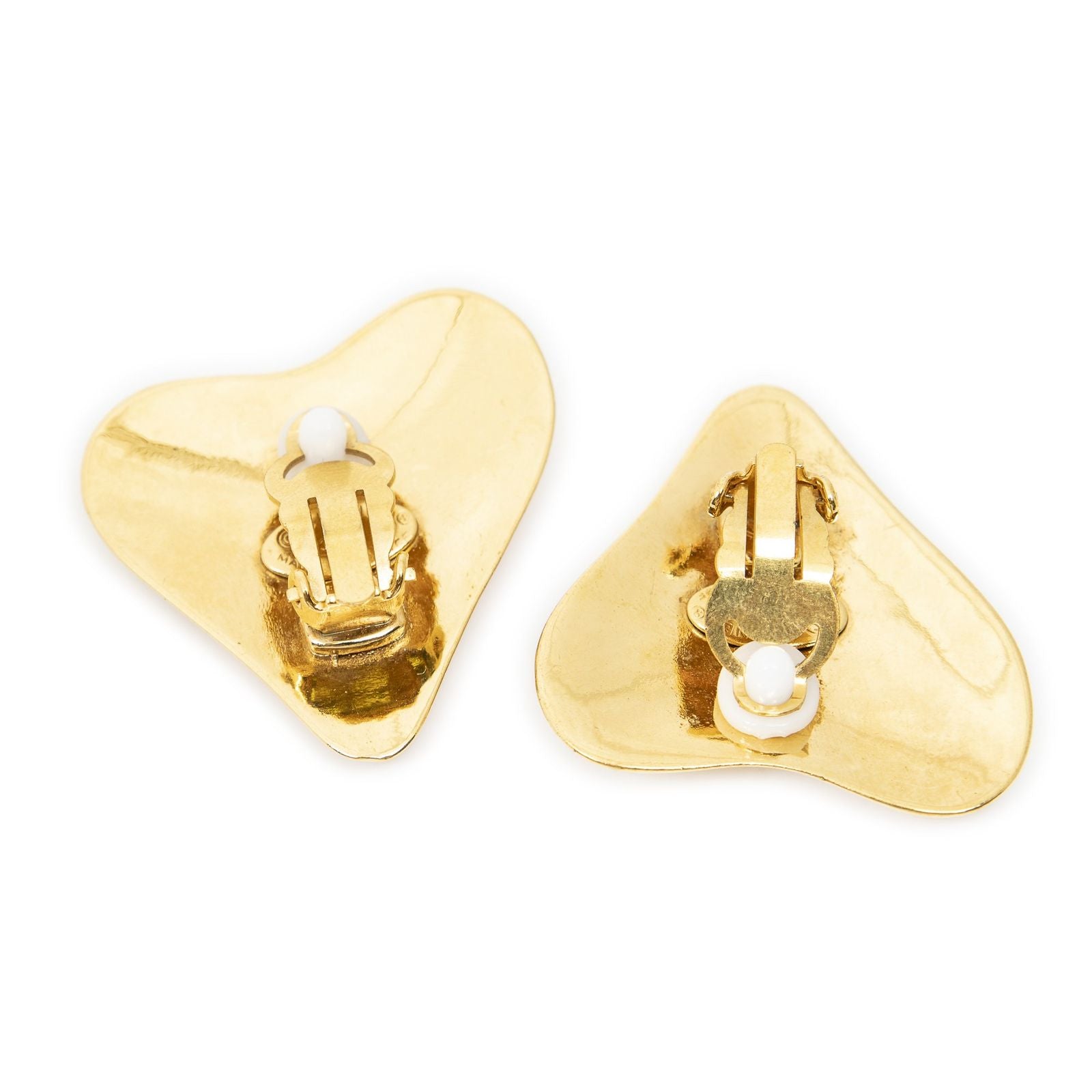 Chanel CC Logo Heart Clip Type Earrings Gold Plated — view 2