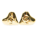 Chanel CC Logo Heart Clip Type Earrings Gold Plated