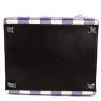 Celine Luggage Phantom White Blue Woven Gingham Pattern Canvasa — view 6