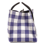 Celine Luggage Phantom White Blue Woven Gingham Pattern Canvasa — view 4