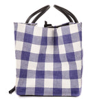 Celine Luggage Phantom White Blue Woven Gingham Pattern Canvasa — view 3