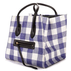 Celine Luggage Phantom White Blue Woven Gingham Pattern Canvasa — view 2