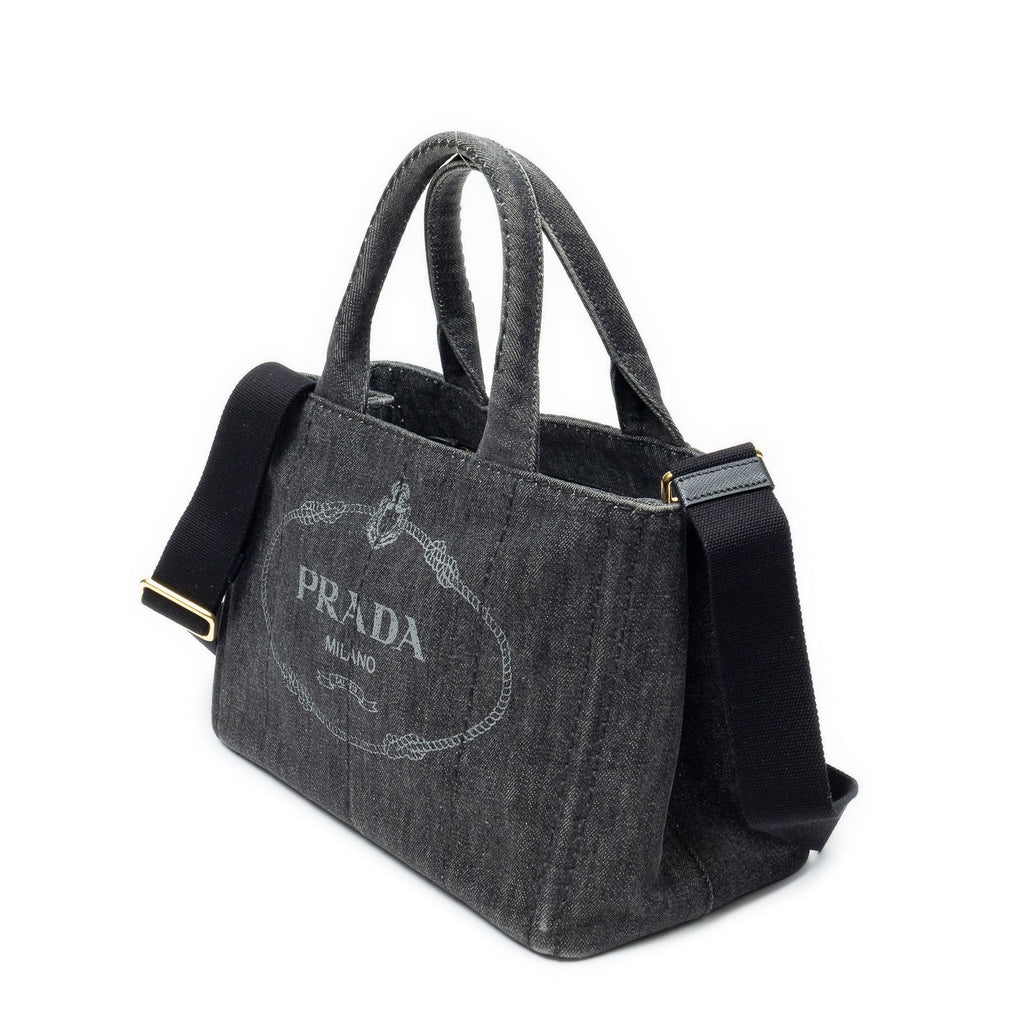 Prada Canapa Smo le Tote Black Denim Canvas — view 2