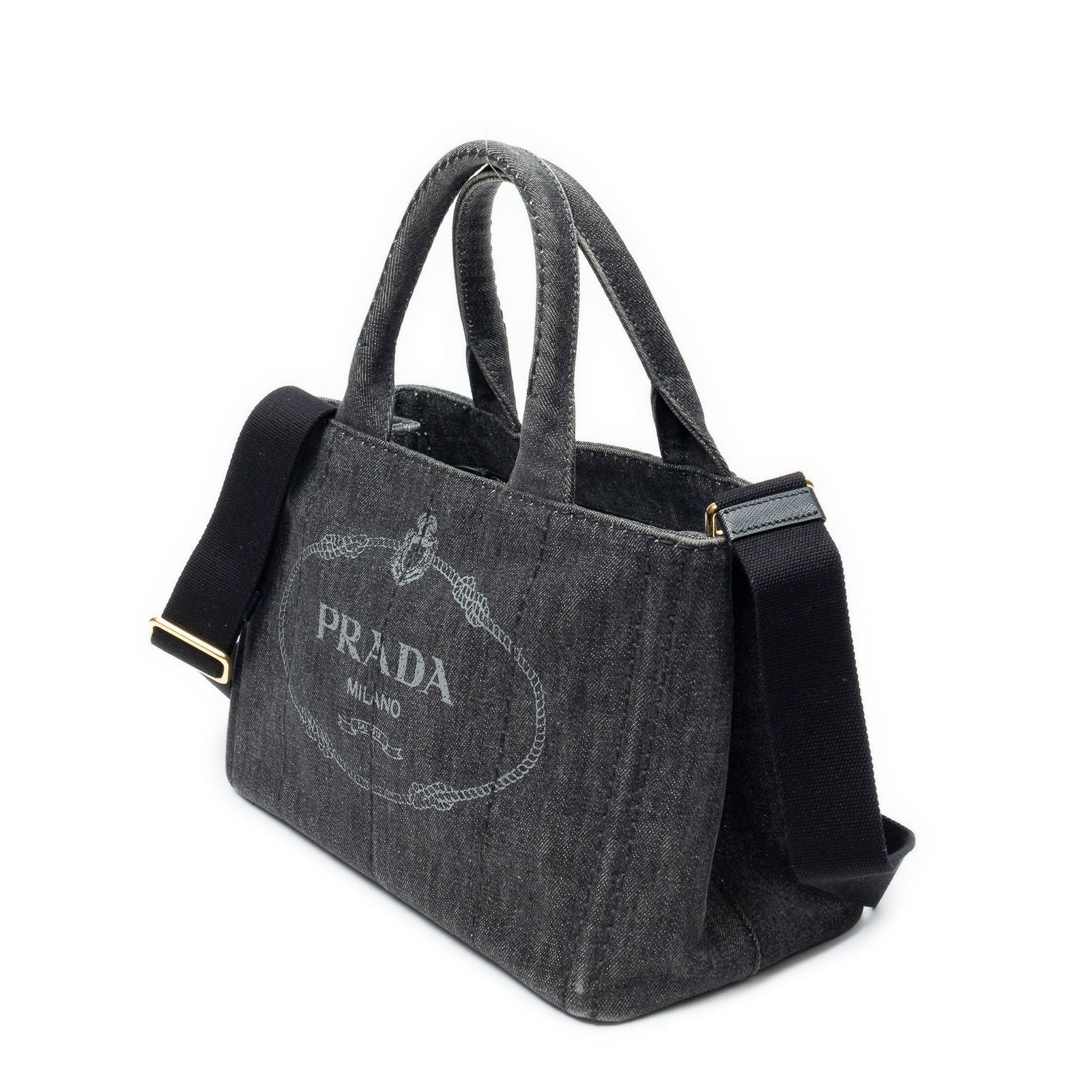 Prada Canapa Smo le Tote Black Denim Canvas — view 2
