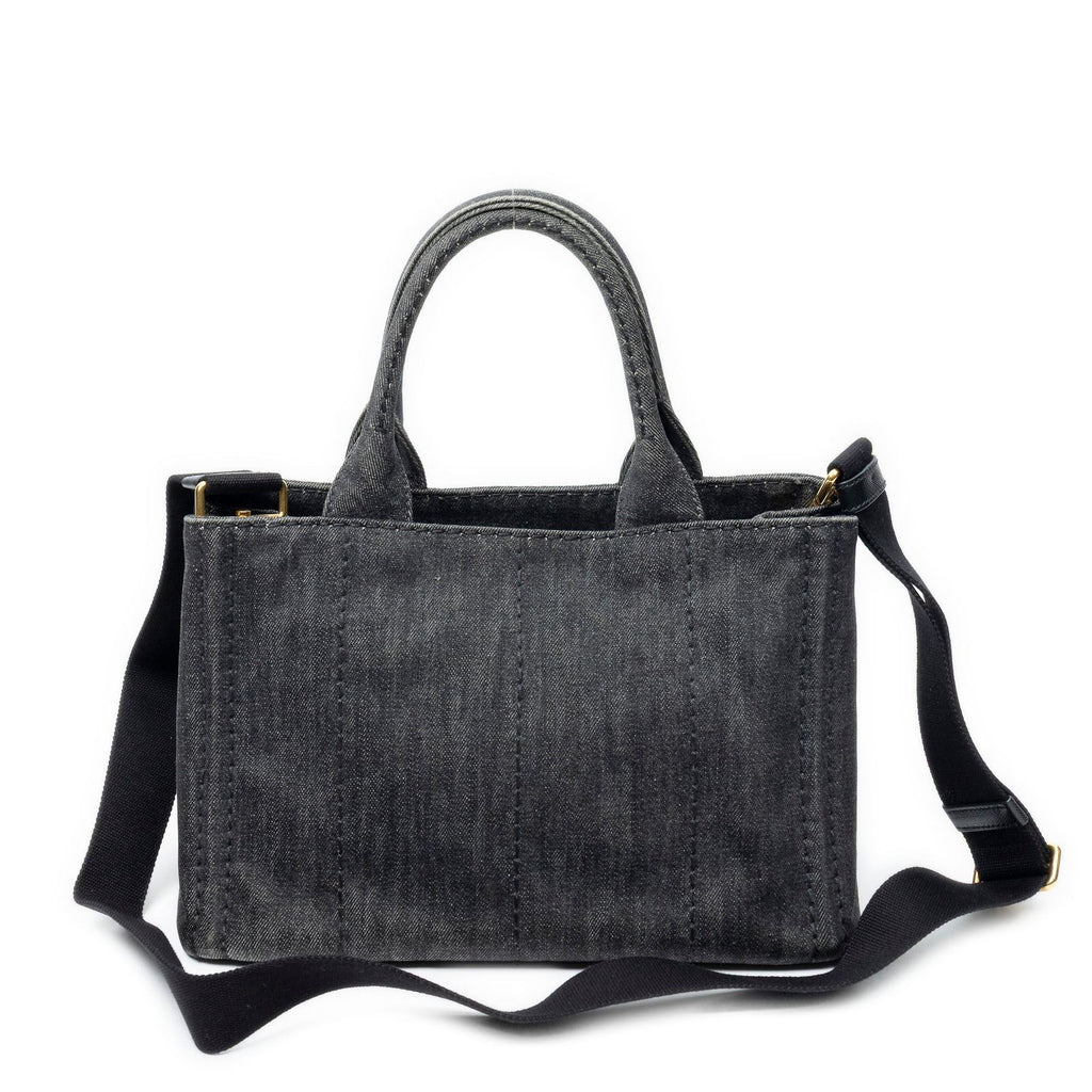 Prada Canapa Smo le Tote Black Denim Canvas — view 5