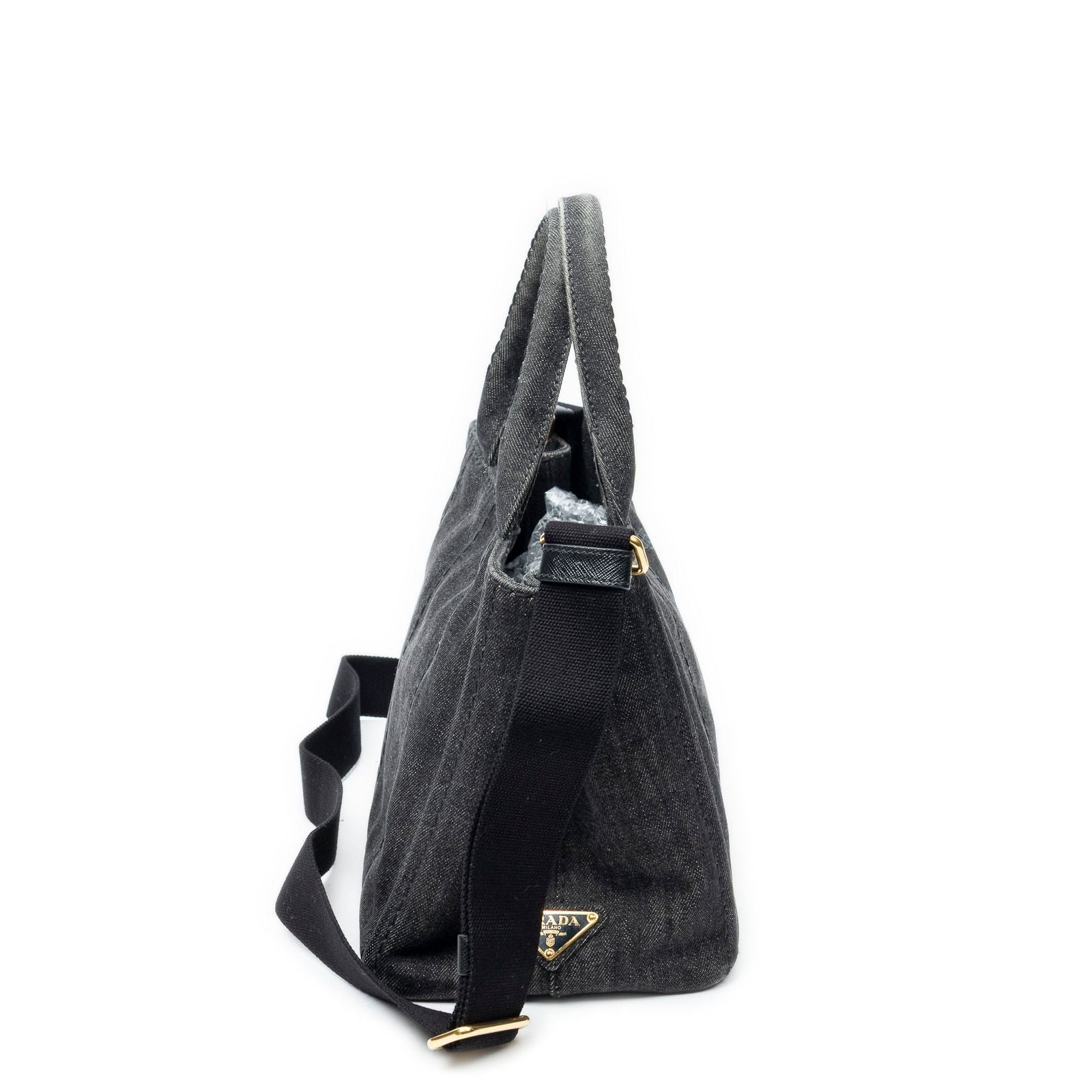 Prada Canapa Smo le Tote Black Denim Canvas — view 4