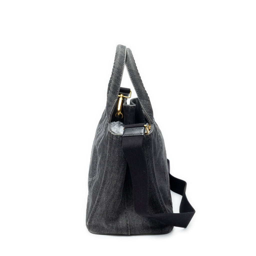 Prada Canapa Smo le Tote Black Denim Canvas — view 3