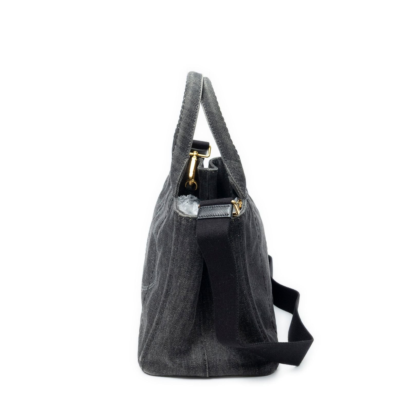 Prada Canapa Smo le Tote Black Denim Canvas — view 3