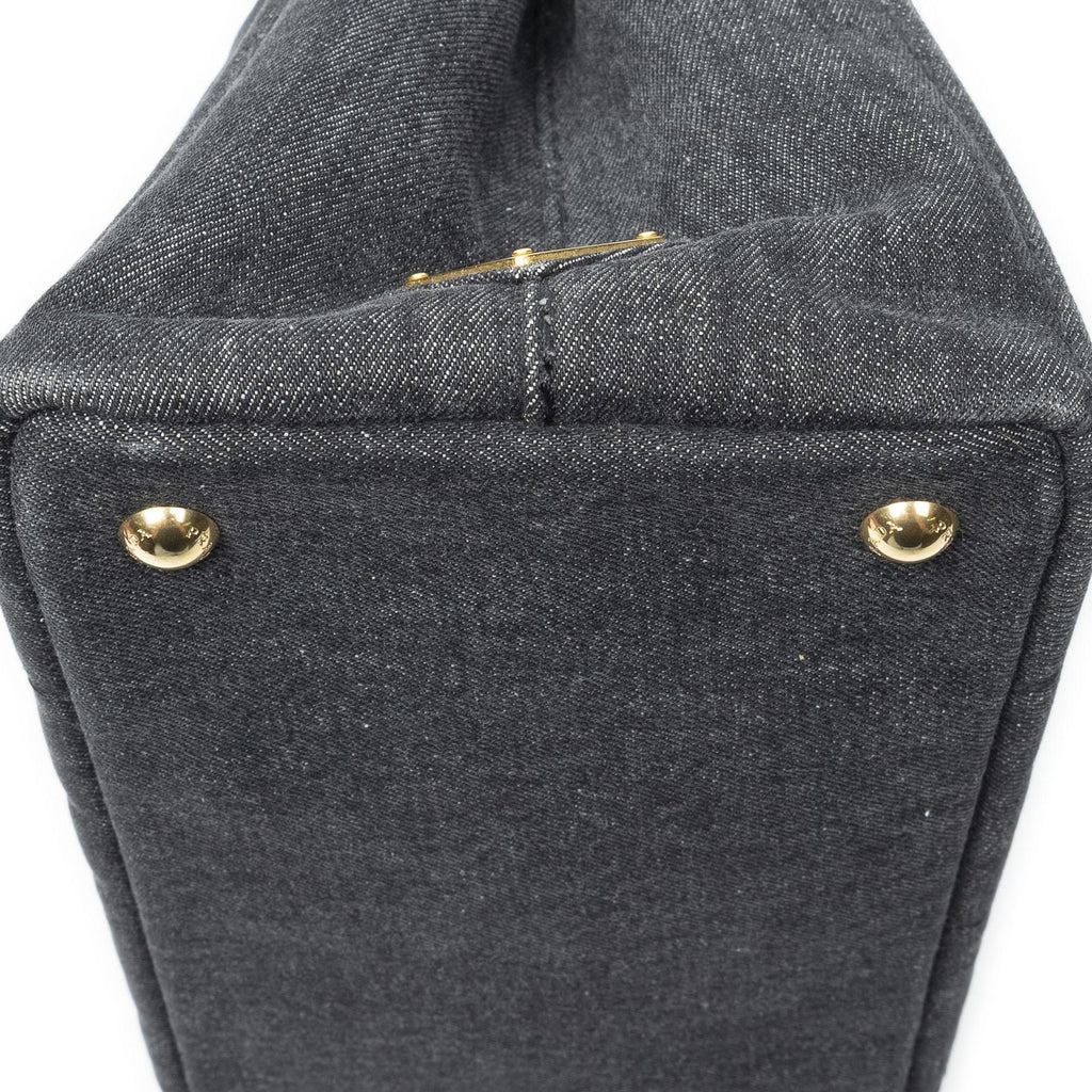 Prada Canapa Smo le Tote Black Denim Canvas — view 8