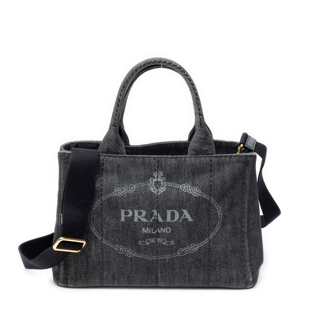 Prada Canapa Smo le Tote Black Denim Canvas