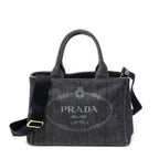 Prada Canapa Smo le Tote Black Denim Canvas