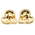 Chanel CC Logo Heart Clip Type Earrings Gold Plated