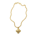 Chanel CC Logo Clover Pendant Chain Necklace Gold Plated