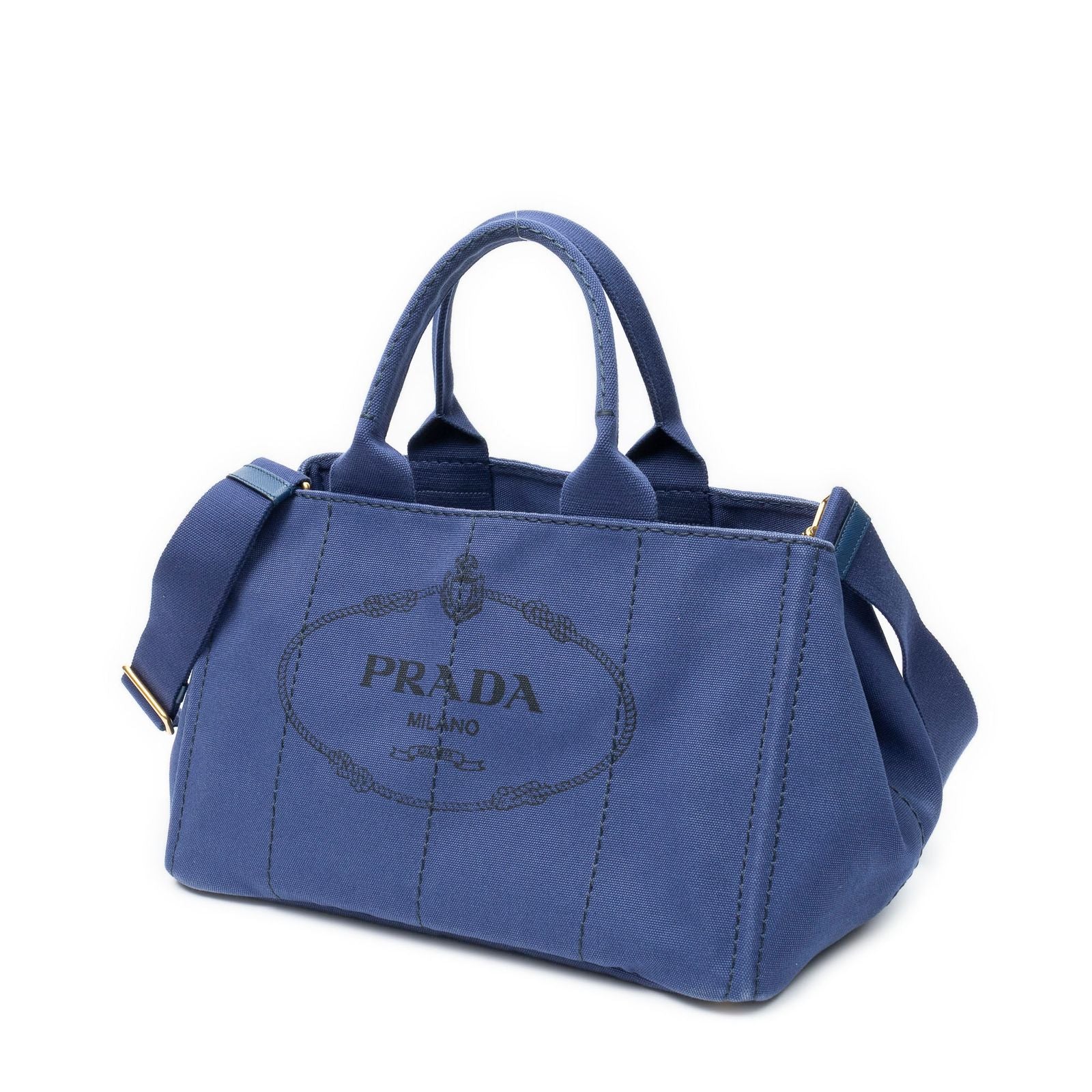 Prada Canapa Tote Royal Blue Canvas — view 2