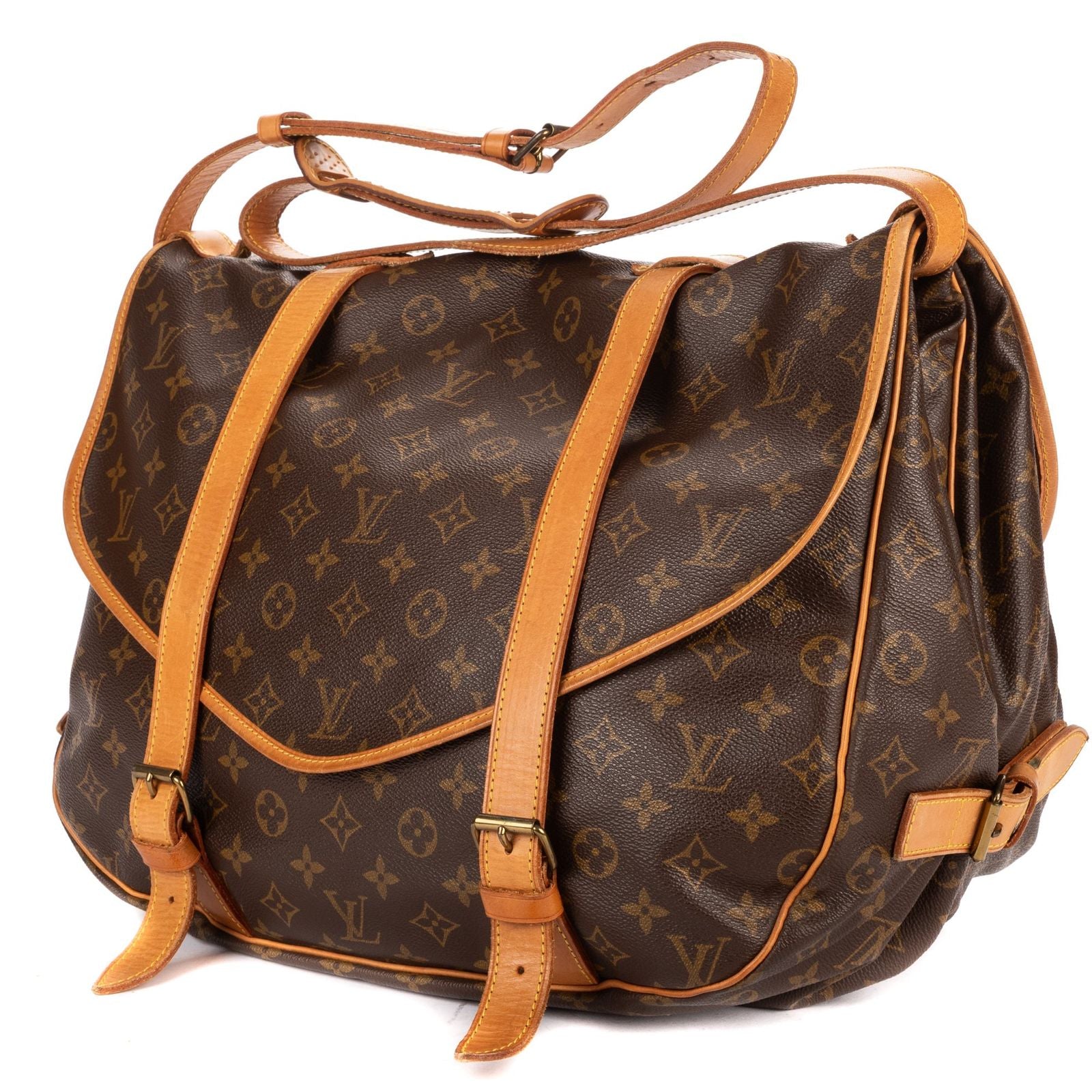 Louis Vuitton Double Strap Saumur Brown Monogram Canvas — view 2