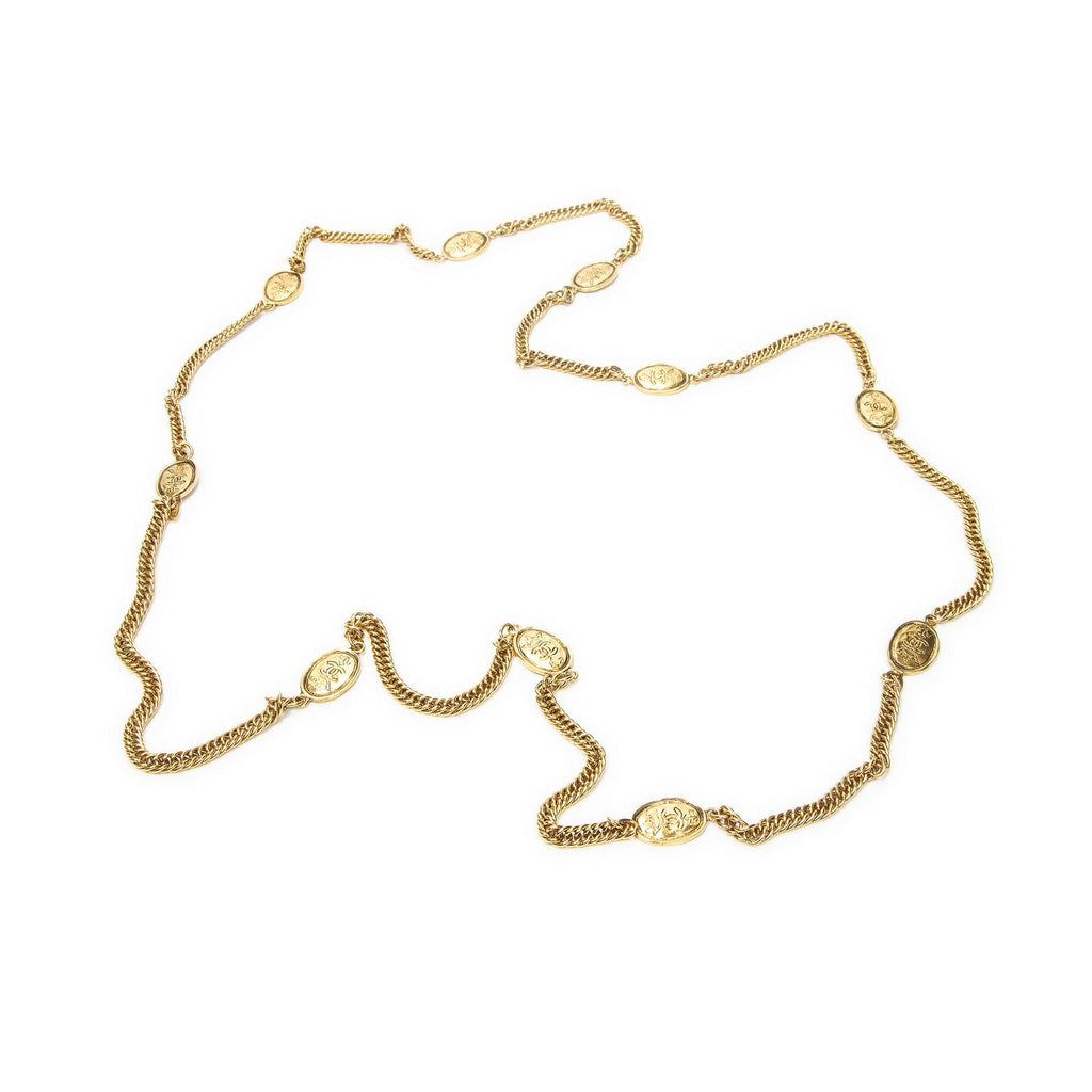 Chanel CC Crown Medallion Necklace Gold Plated — view 2