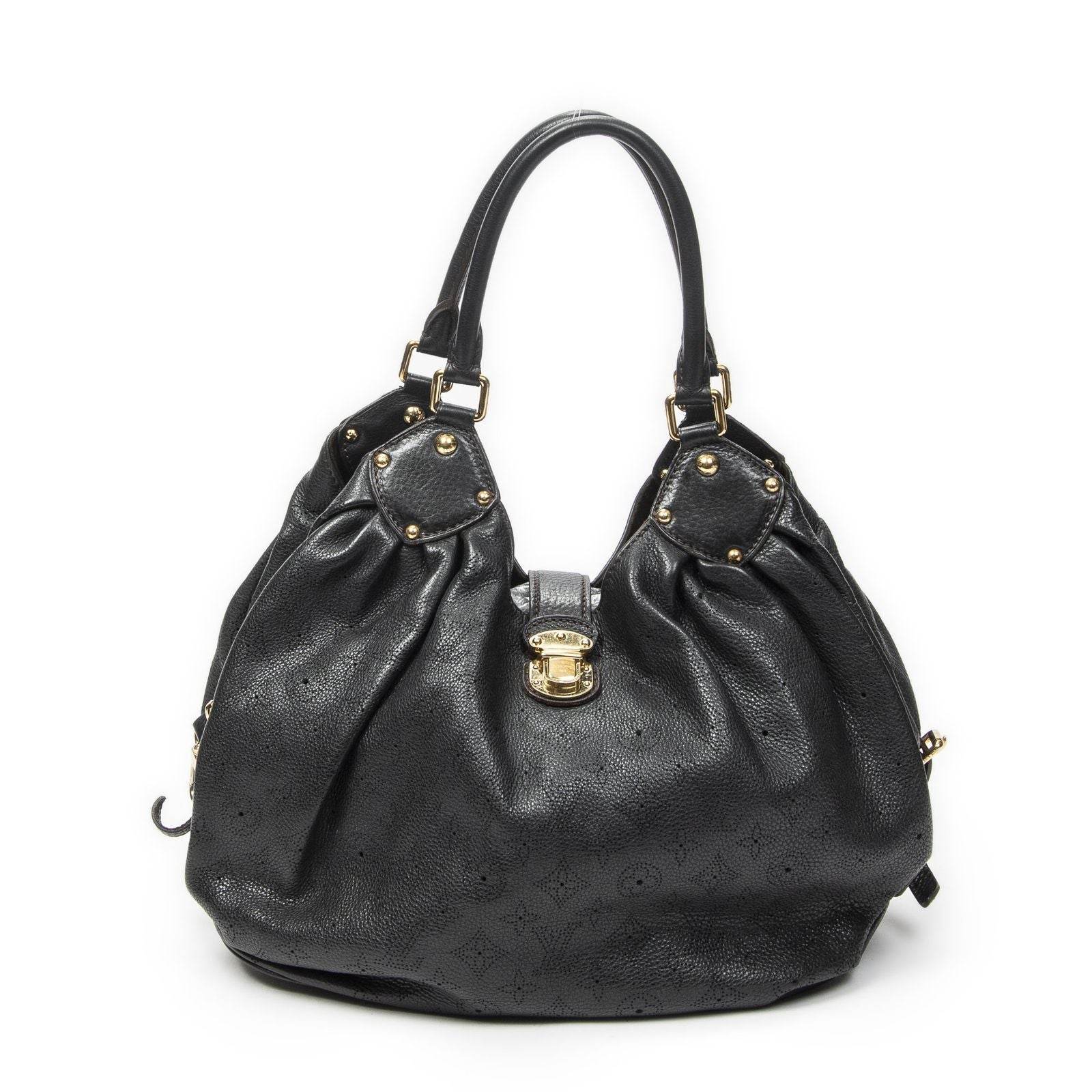 Louis Vuitton XL Bo Black Mahina Leather Shoulder