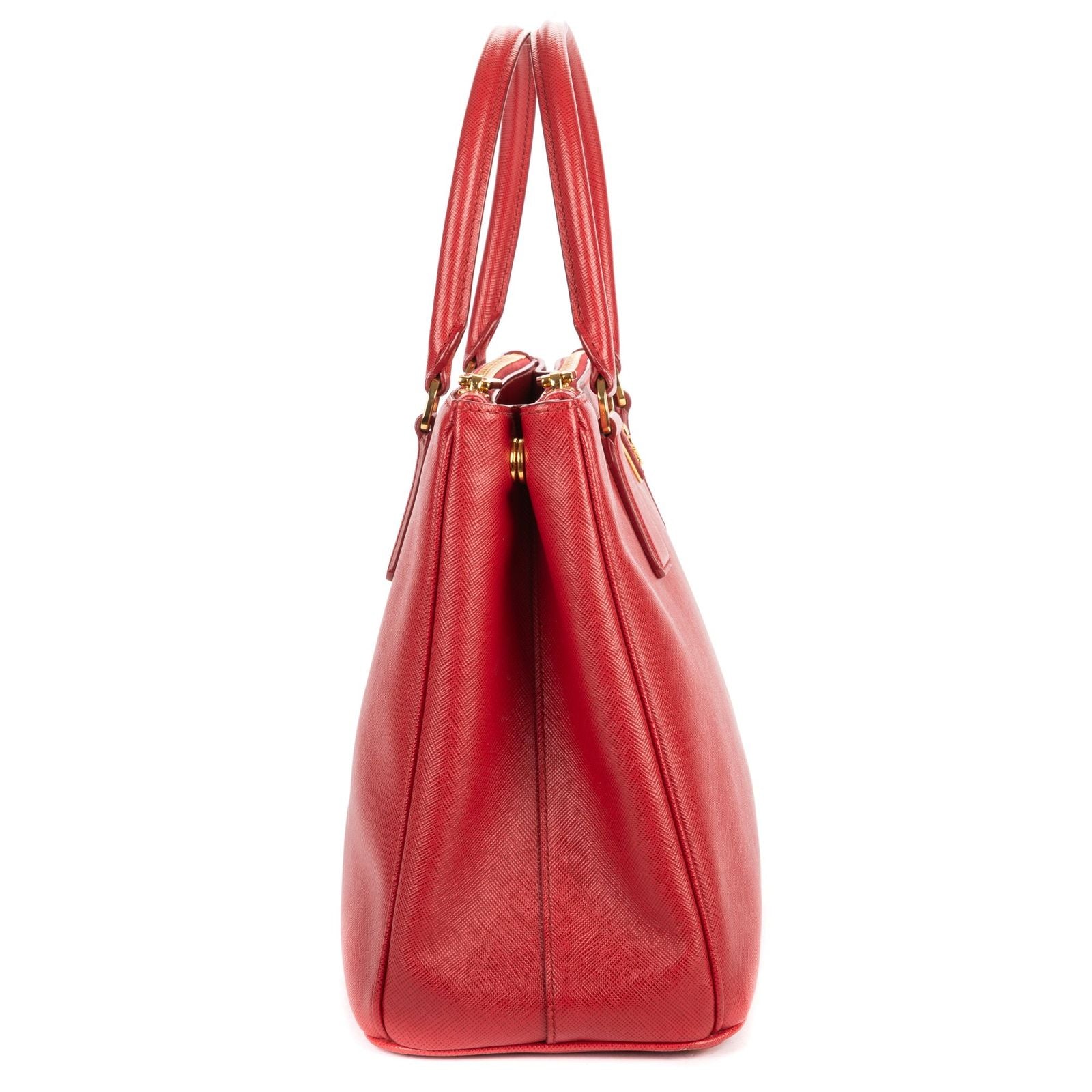 Prada Large Double Zip Galleria Tote Red Saffiano Leather — view 4