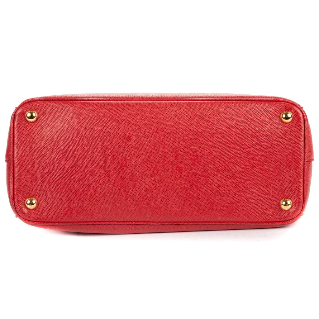 Prada Large Double Zip Galleria Tote Red Saffiano Leather — view 6