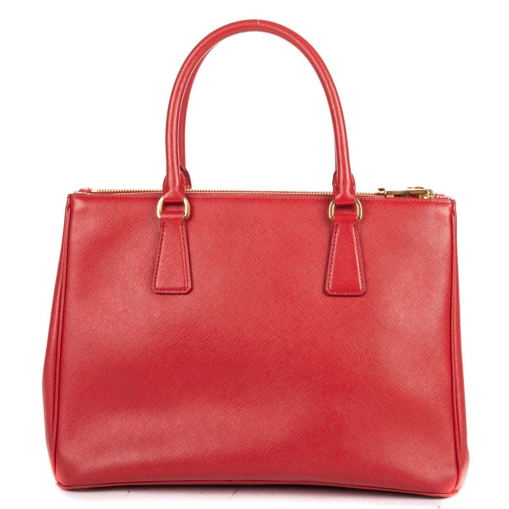 Prada Large Double Zip Galleria Tote Red Saffiano Leather — view 5