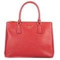 Prada Large Double Zip Galleria Tote Red Saffiano Leather