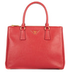 Prada Large Double Zip Galleria Tote Red Saffiano Leather