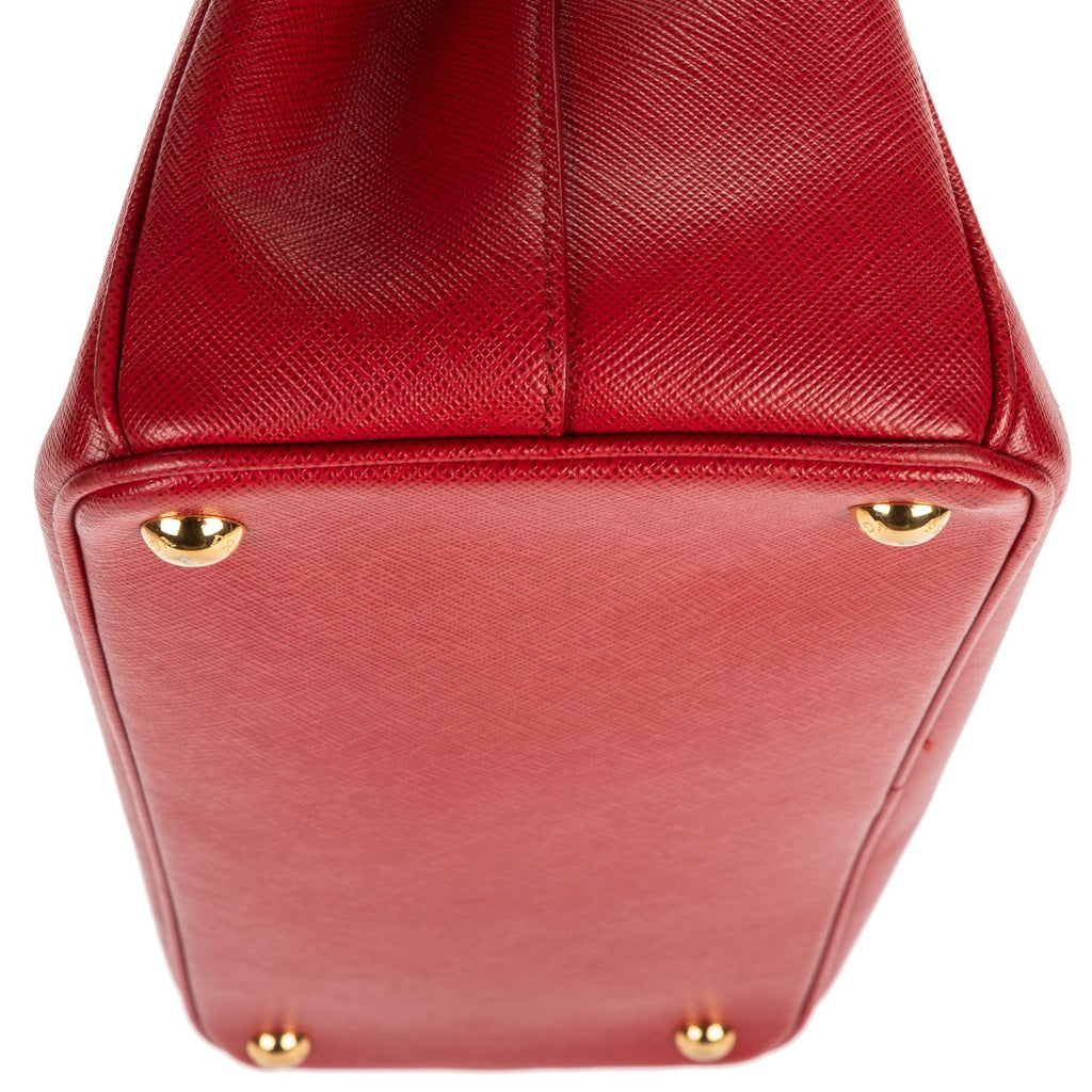 Prada Large Double Zip Galleria Tote Red Saffiano Leather — view 7