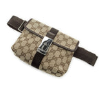 Gucci Mini Push Lock Waist Bag Brown Beige GG Canvas