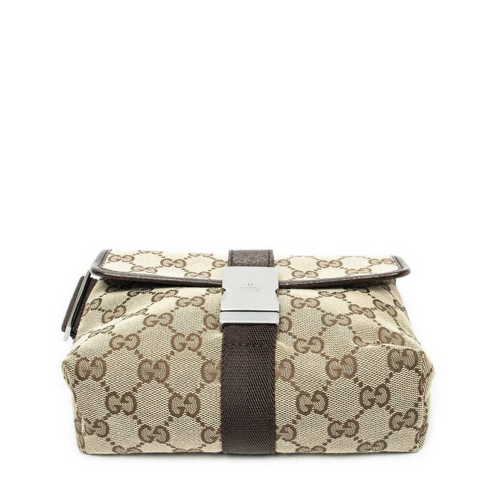 Gucci Mini Push Lock Waist Bag Brown Beige GG Canvas — view 3