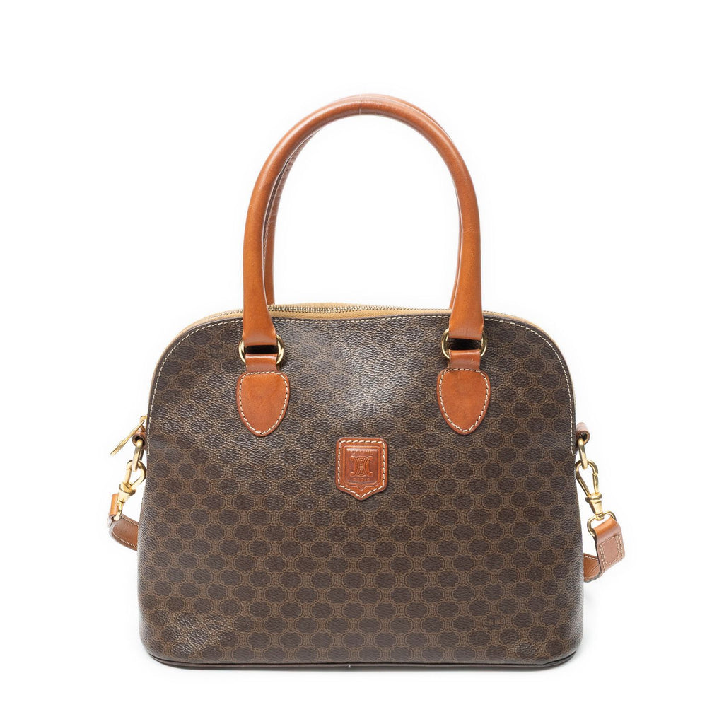 Celine Dome Top Handle Brown Macadam Canvas