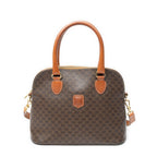 Celine Dome Top Handle Brown Macadam Canvas