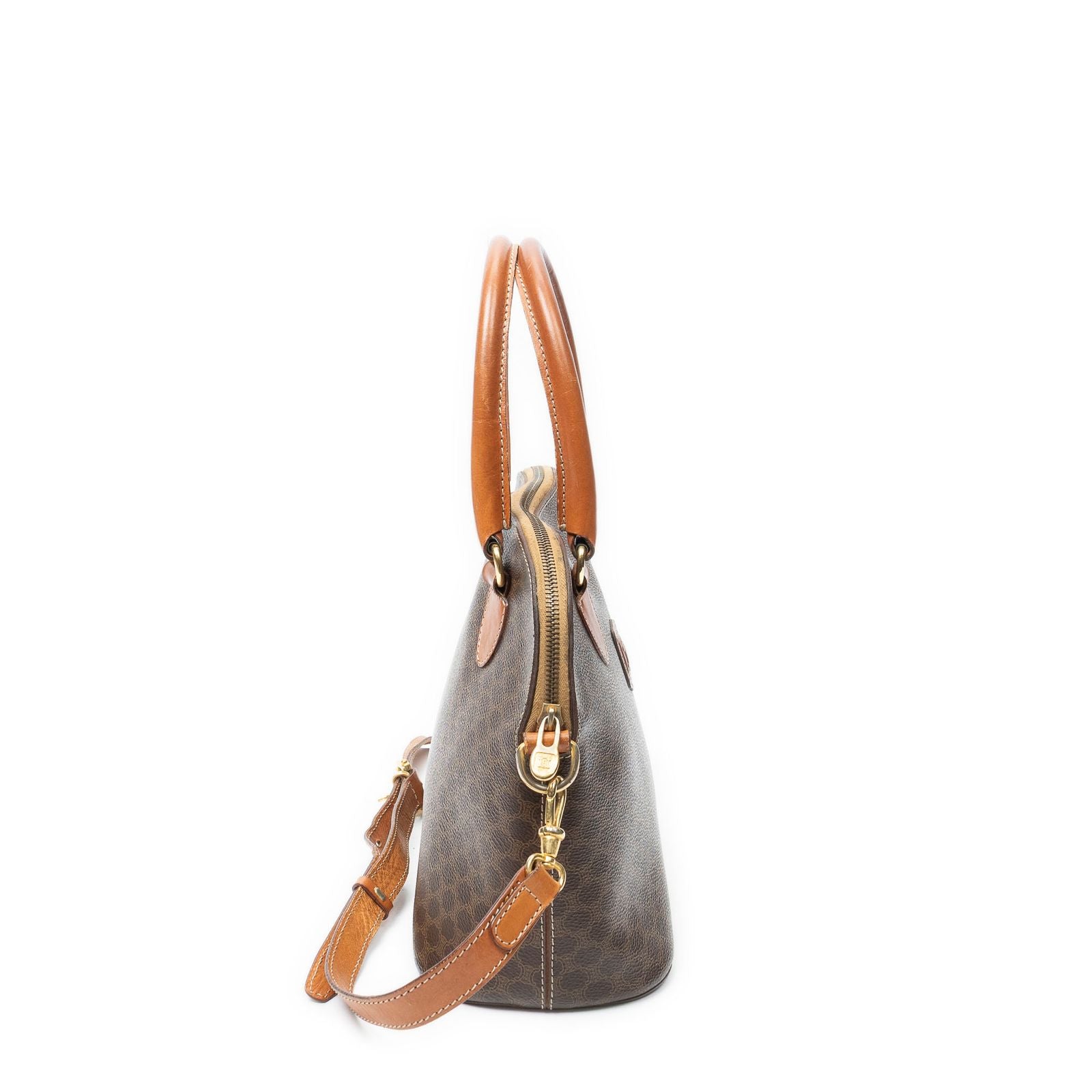 Celine Dome Top Handle Brown Macadam Canvas — view 4