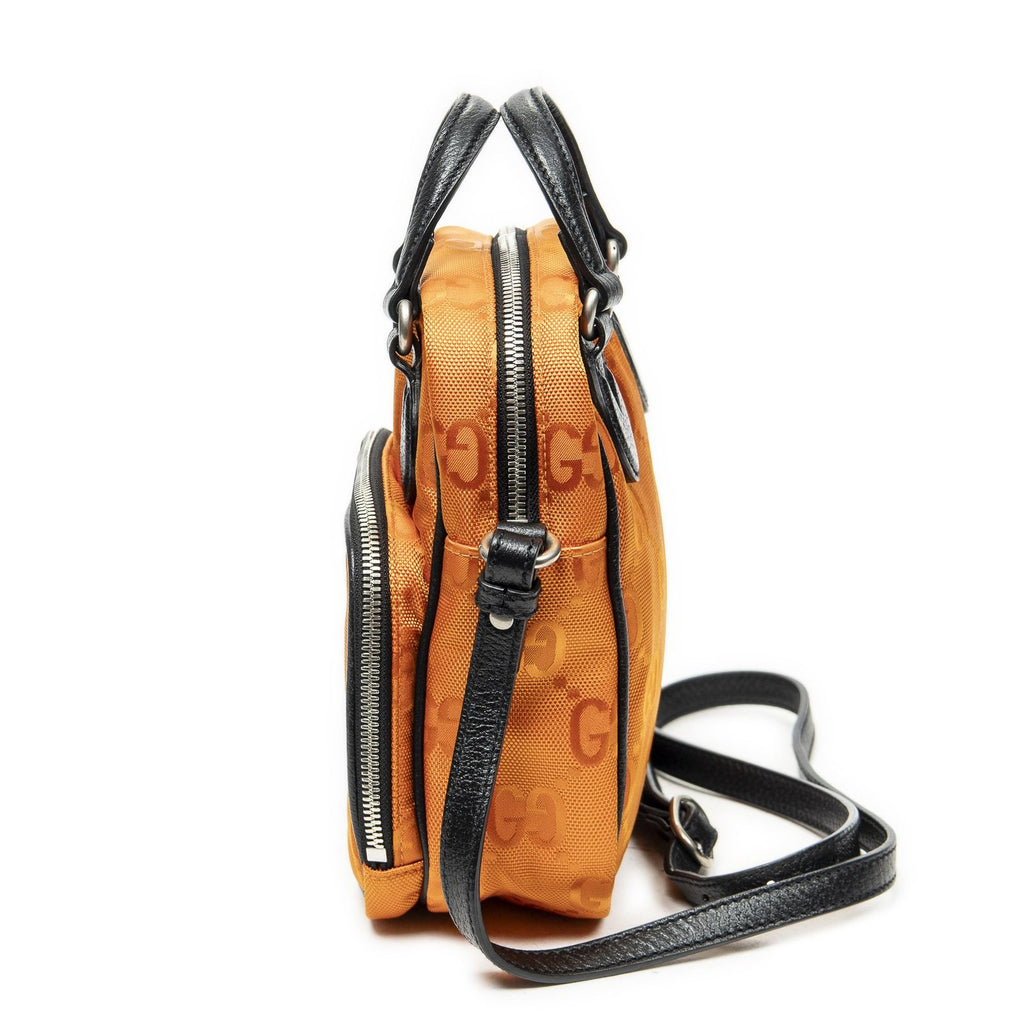 Gucci Zip Messenger Cross Body Orange Black GG Nylon Canvas — view 3