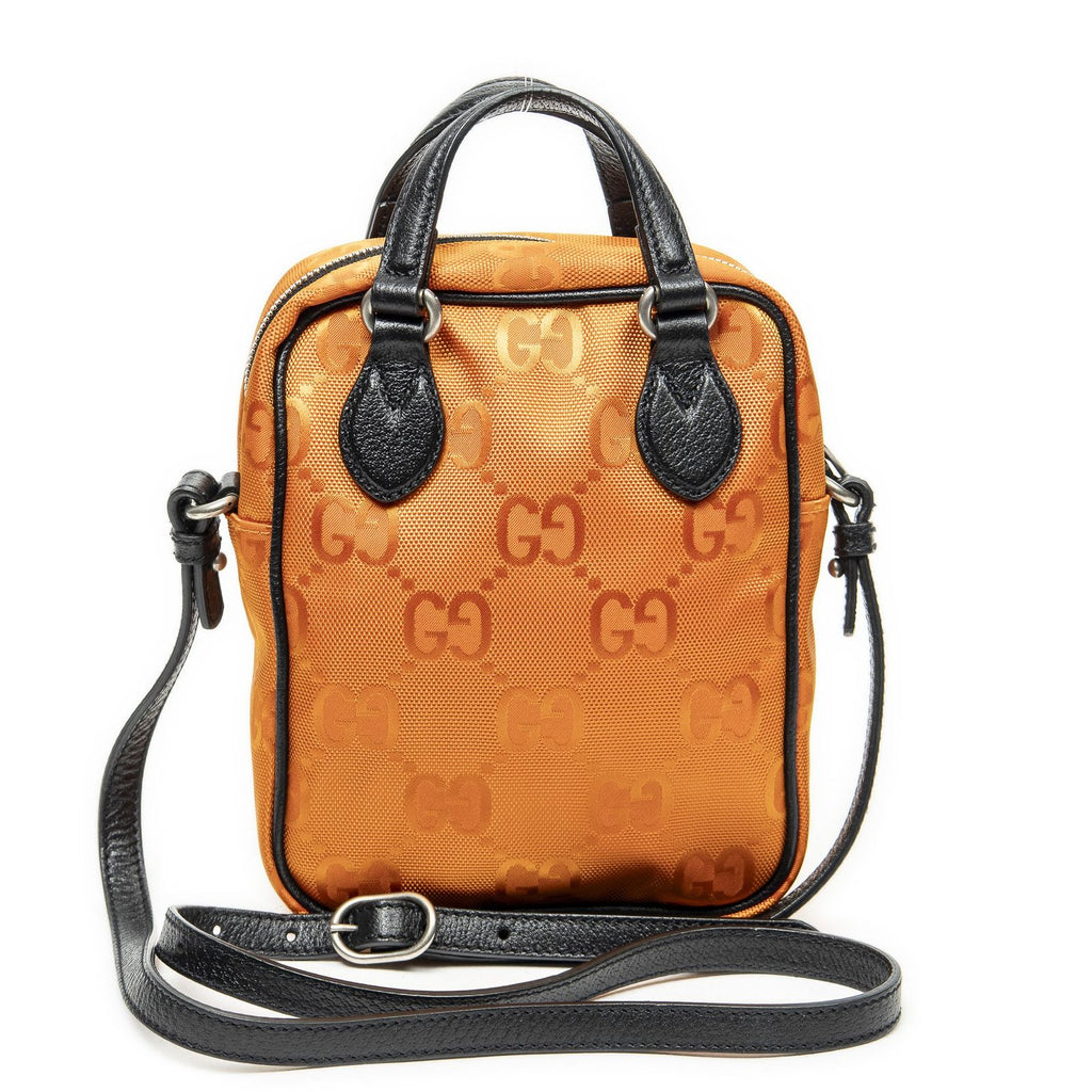 Gucci Zip Messenger Cross Body Orange Black GG Nylon Canvas — view 5