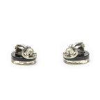Chanel CC Rhinestone Enamel Clip on Earrings Black Gold Plated — view 2
