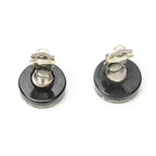 Chanel CC Rhinestone Enamel Clip on Earrings Black Gold Plated — view 3