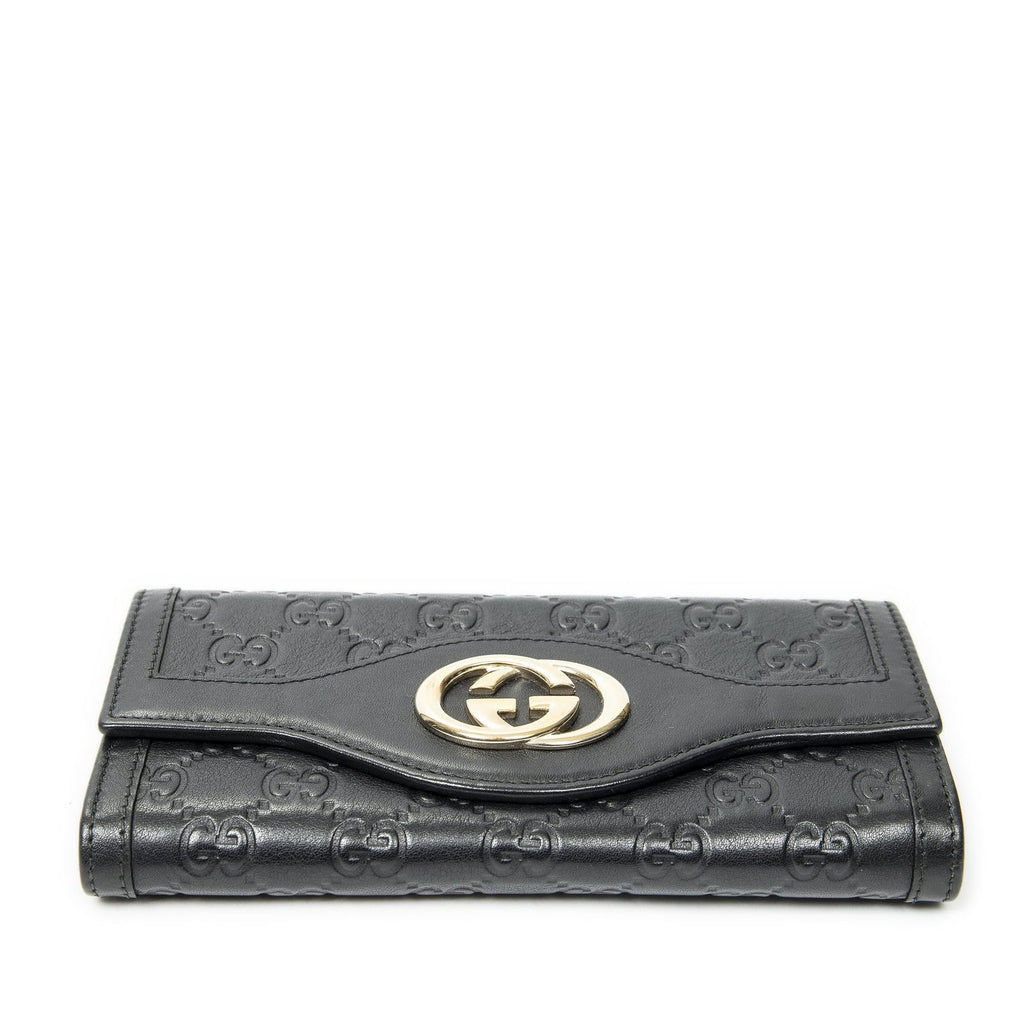 Gucci Interlocking G Continental Wallet Black Guccissima — view 3