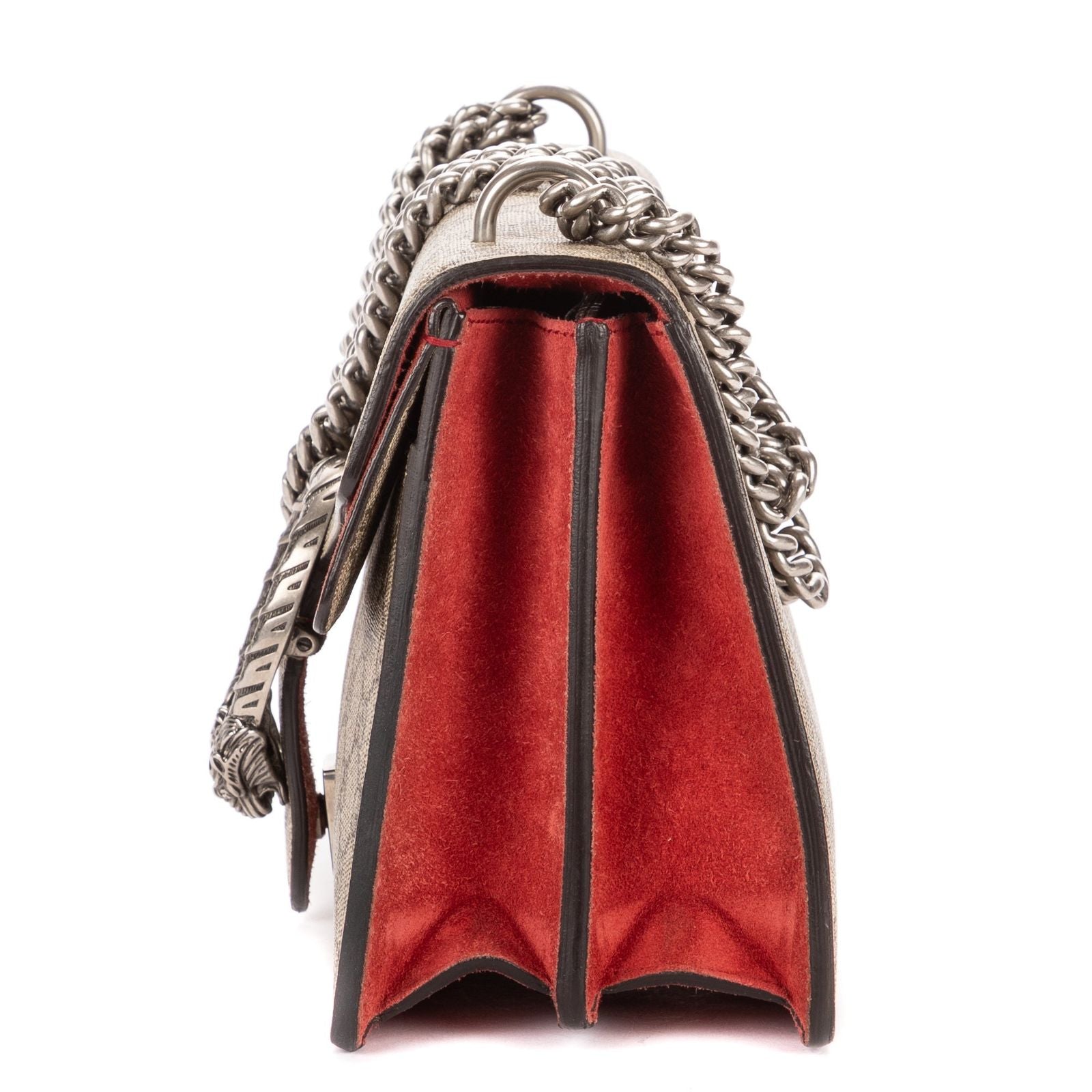 Gucci le Dionysus Chain Crossbody Beige Red Split Canvas — view 3