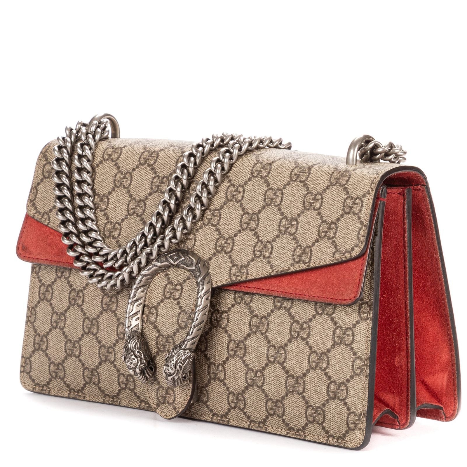 Gucci le Dionysus Chain Crossbody Beige Red Split Canvas — view 2