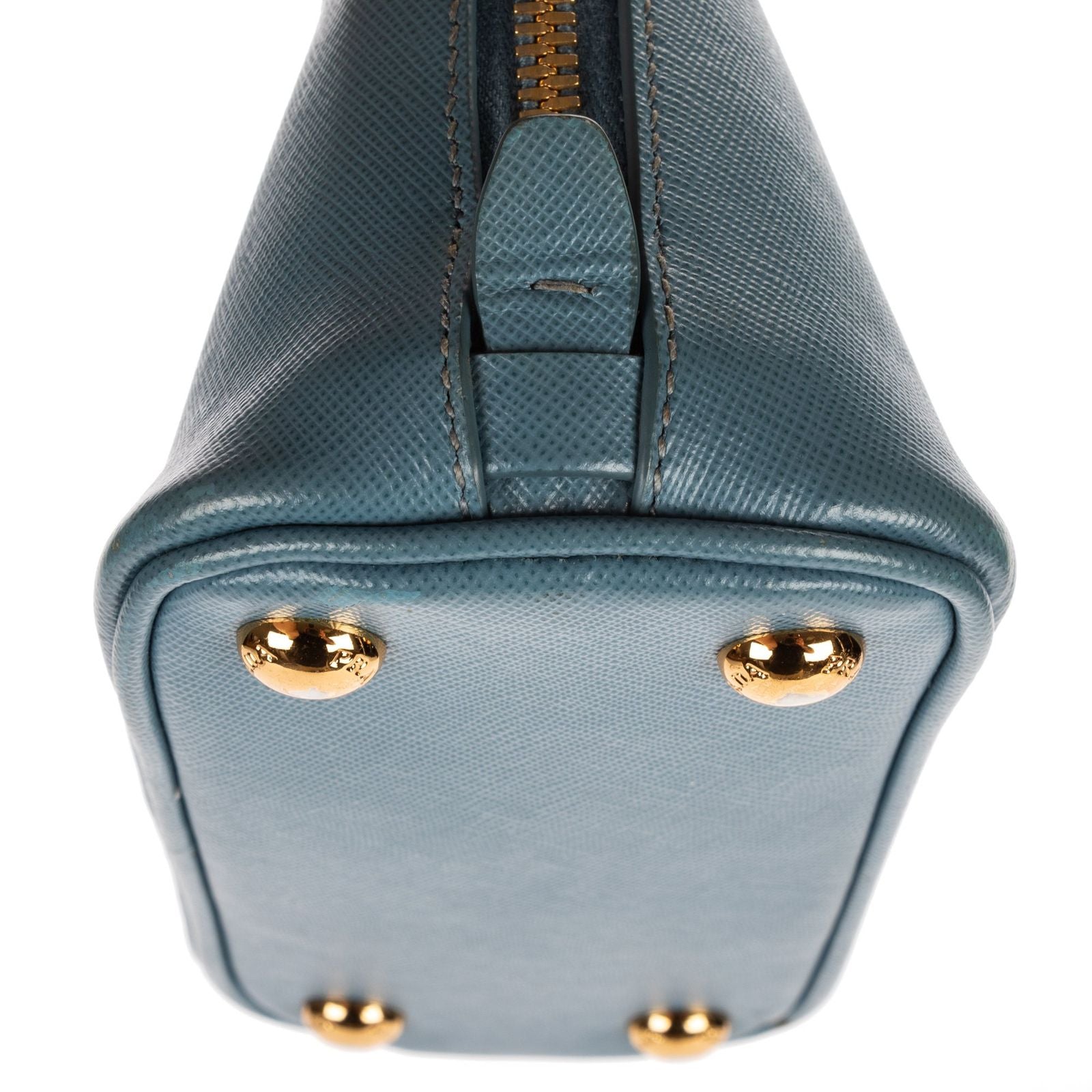 Prada Mini Promenada Blue Saffiano Luxe Leather Shoulder — view 8