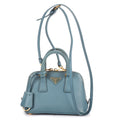 Prada Mini Promenada Blue Saffiano Luxe Leather Shoulder