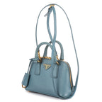 Prada Mini Promenada Blue Saffiano Luxe Leather Shoulder — view 2