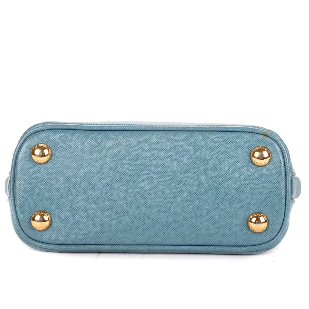 Prada Mini Promenada Blue Saffiano Luxe Leather Shoulder — view 6