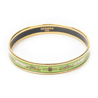 Hermes Enamel Bangle Green Gold Plating Bracelet — view 2