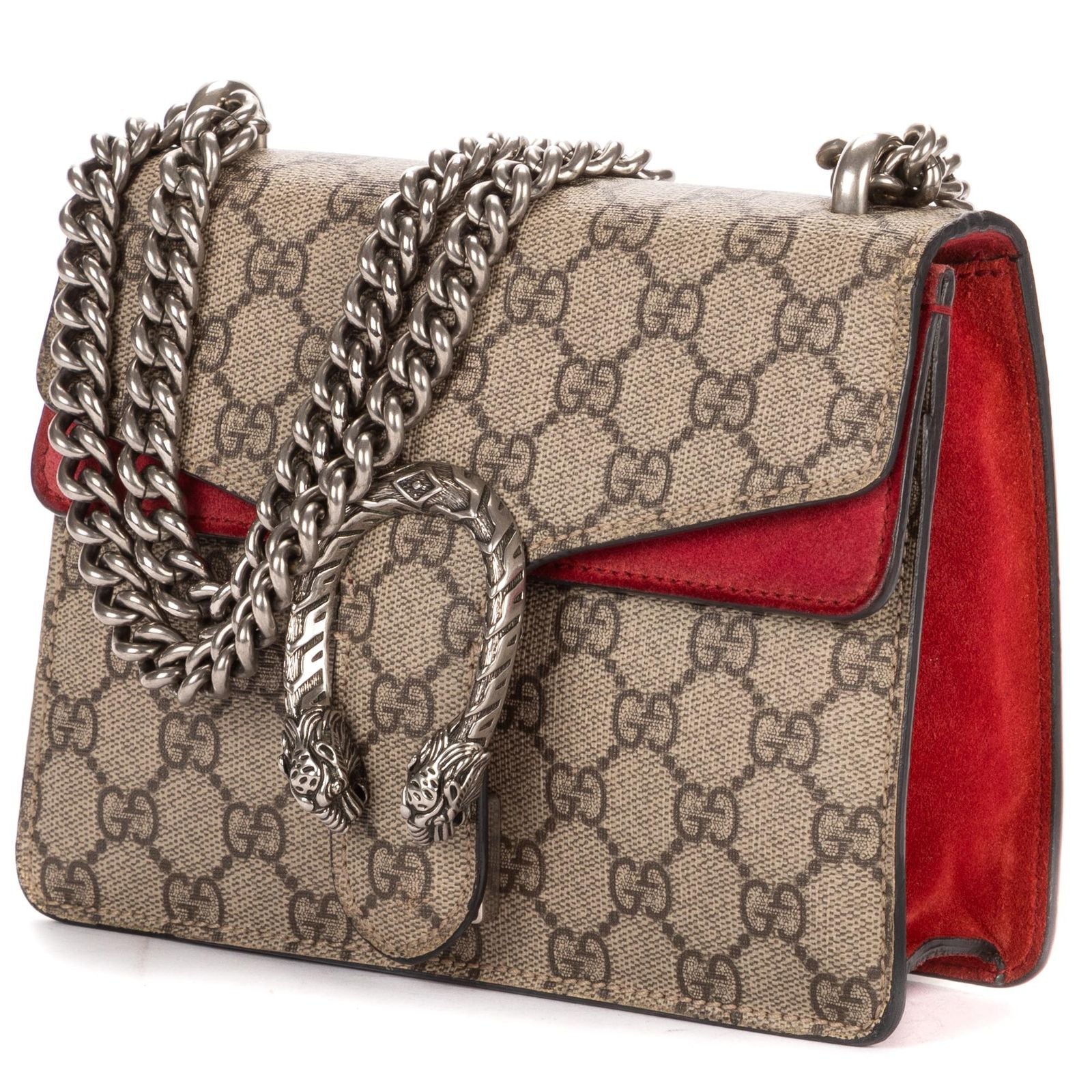 Gucci le Dionysus Chain Crossbody Beige Red Split Canvas — view 2