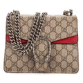Gucci le Dionysus Chain Crossbody Beige Red Split Canvas