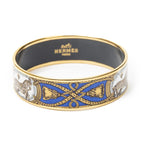 Hermes Enamel Bangle Blue Gold Plating Bracelet — view 2