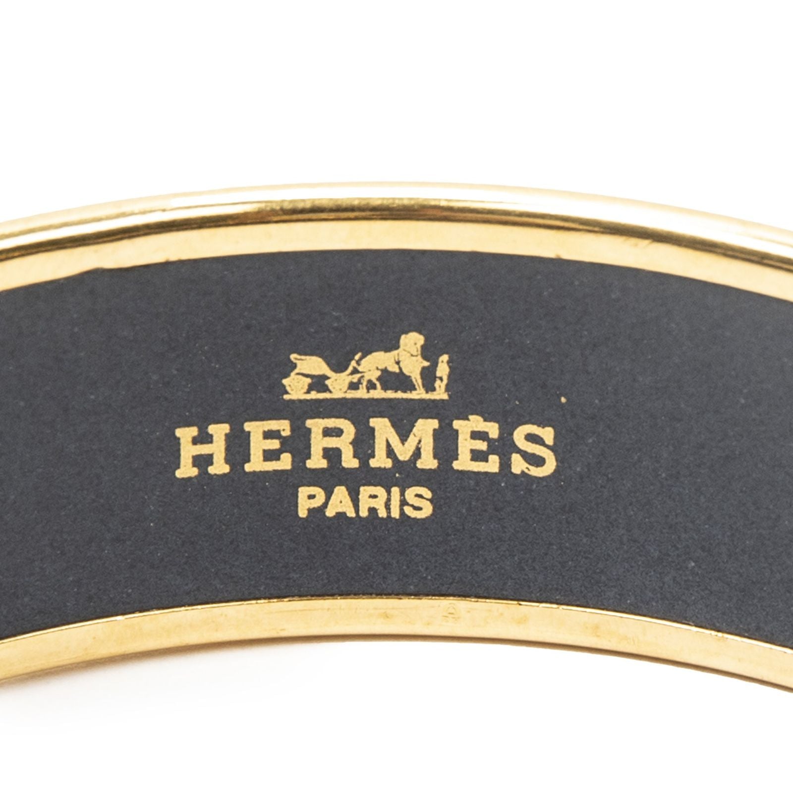 Hermes Enamel Bangle Blue Gold Plating Bracelet — view 4
